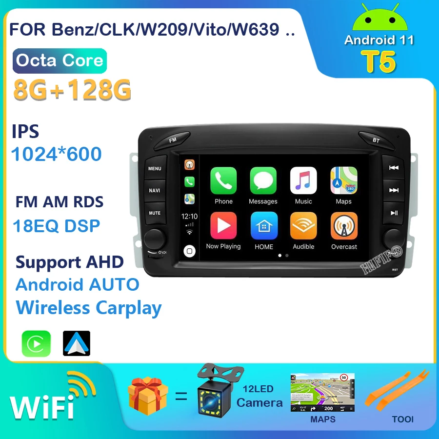 

2 din android 11 car radio stereo with screen For Mercedes Benz CLK W209 C209 W168 W203 W463 Viano Vito 1998-2006 video player