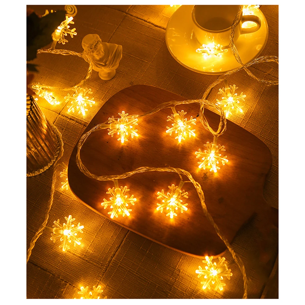 Snowflake Star LED Fairy String Christmas Lights, guirlanda, bateria, usb, ao ar livre, árvore, feriado, decoração de ano novo, 2 m, 5m, 2024