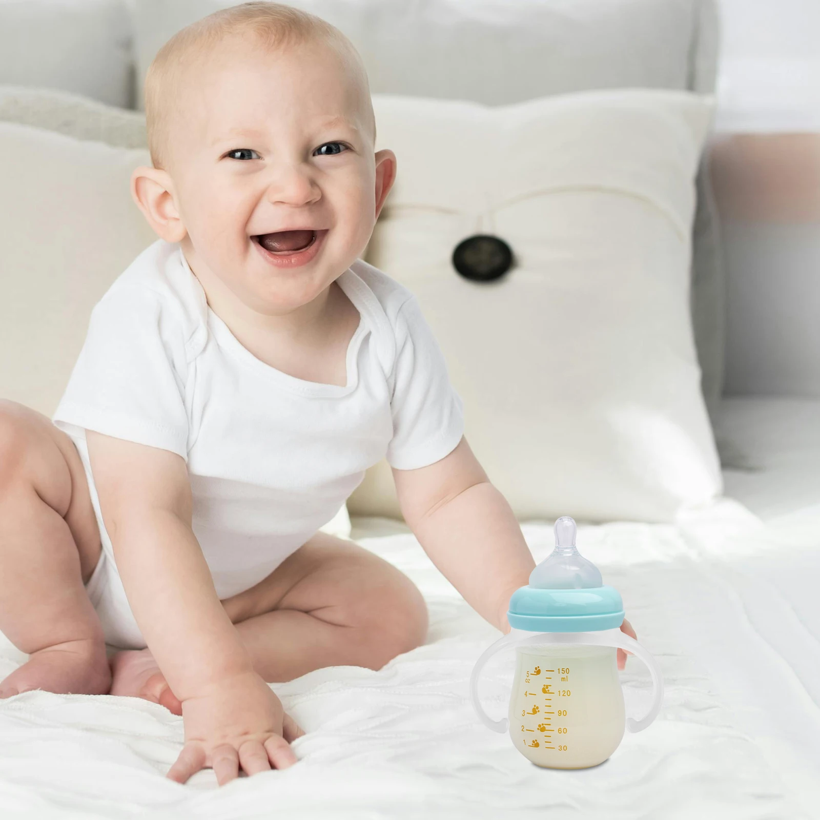 

4 Pcs Baby Bottle H Wide Mouth White Ergonomic Grips Feeding Accessories Suitable Most Bottles Easy Attach CleanToddler