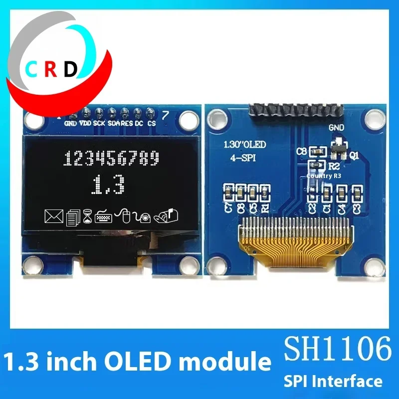 Changruida-Écran OLED LCD 1.3 pouces, petit module à broches, blanc, lumière bleue Raspberry pi