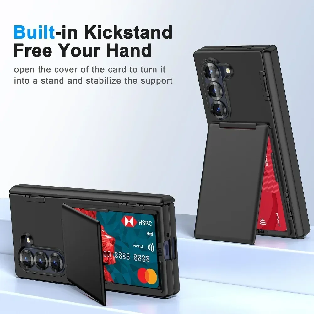 Luxus Flip Kickstand Handyhülle für Samsung Galaxy Z Fold 7 6 Fold7 Fold6 5G Klapphalterung Matte Cover mit Kartenhalter – Detail 10