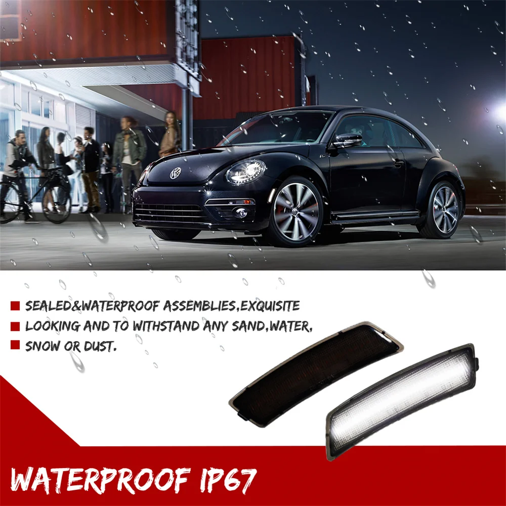 White / Amber LED Car Front Side Marker Indicator Lights For VW Volkswagen Beetle 2012-2019 & Tiguan 2018-up Turn Signal Light - view 4