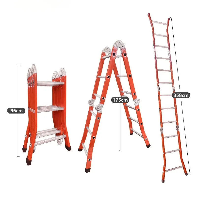 Extensión de andamio telescópica multiposición de aluminio moderna, combinación plegable, estructura de taburete de escalera de grado Industrial