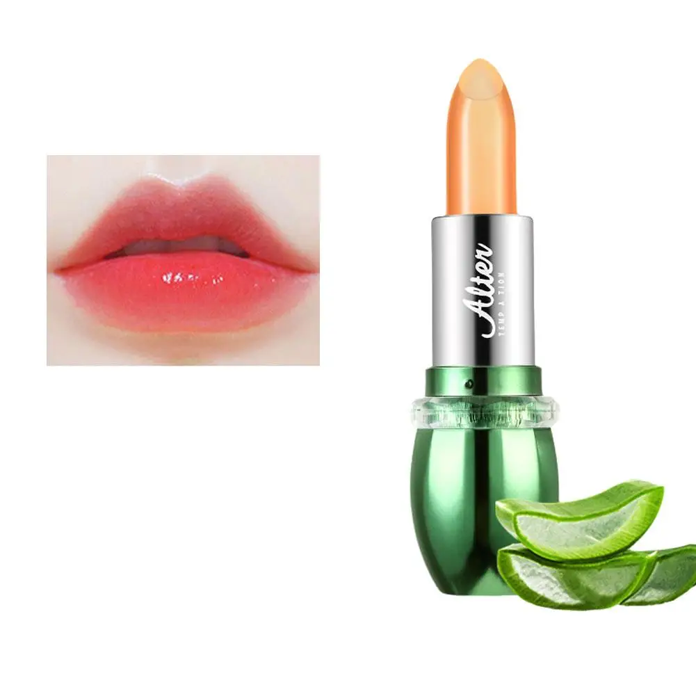 Aloe Vera Jelly Lip Balm Temperature Changing Color Smooth Lasting Moistourizing Makeup Rejuvenation Lip Lipstick Long S0V4