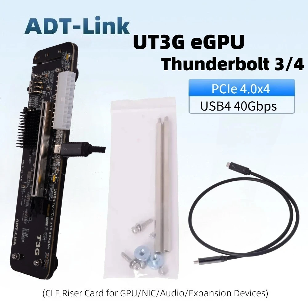 ADT UT3G 40Gbps USB4 to PCIe 4.0 X16 eGPU Adapter External Graphics Card for Thunderbolt 4/3 GPU Docking NUC ITX STX Laptop Game
