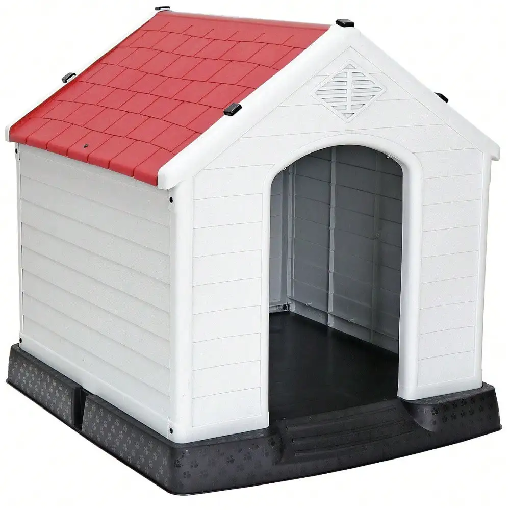 

32'' All-Weather Resistant Dog House Outdoor Pet Shelter Easy to Clean Red