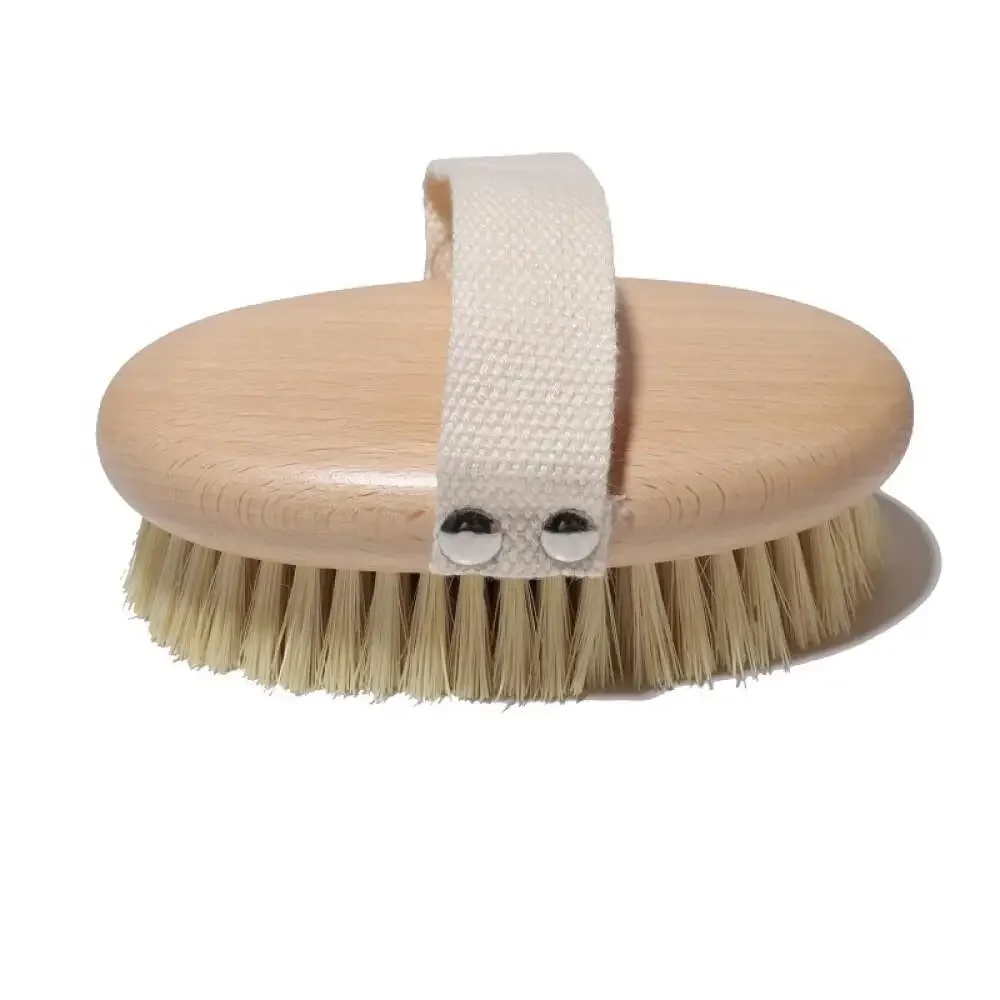 Oval Beech Massage Brush Sisal Bristle Extended Body Dry Brush Handheld Bath Brush Oval Bristle Spa Wellness Accessories Hot