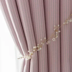 NH5035Solid color bedroom living room cotton and linen blackout finished curtain fabric vertical stripes