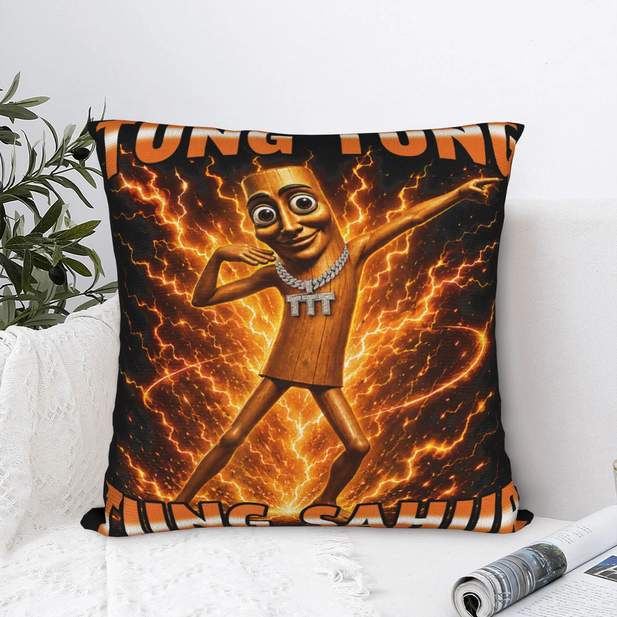 Tung Tung Tung Sahur is Calling Funny Viral Dance Meme Pillow Cover  Cushion Cover Fashion Pillow Case For Sofa Home Decoration