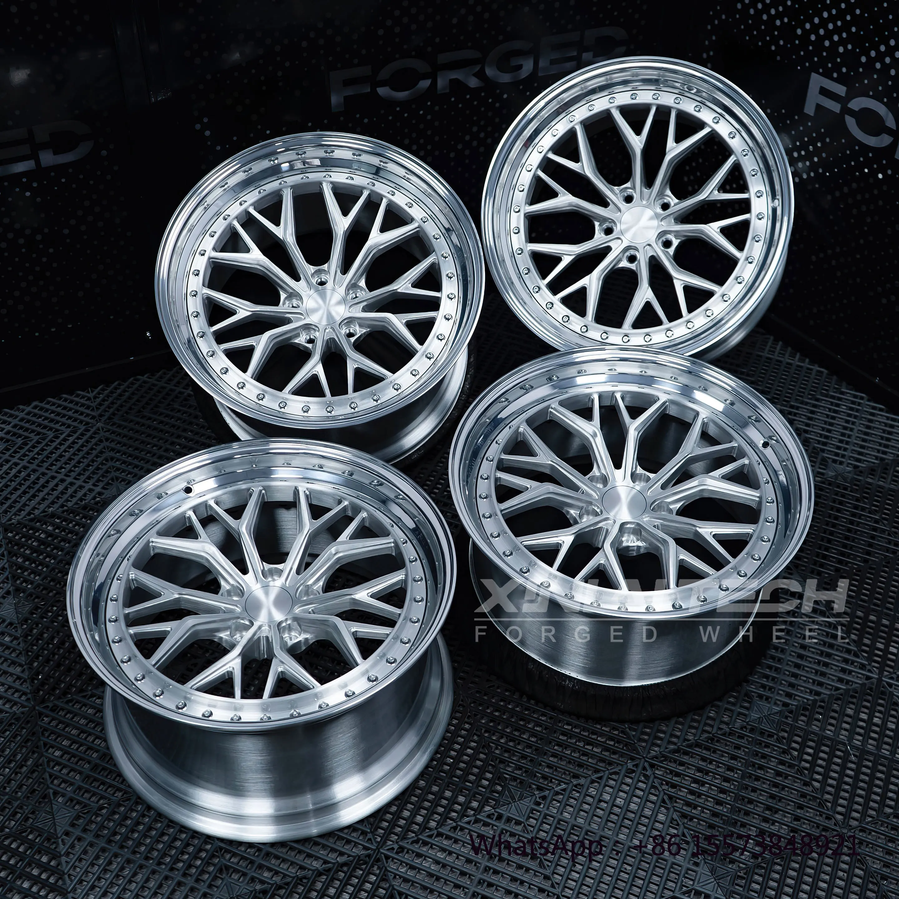 

Silver Brushed 2 Piece Forged Wheels 5x100 5x114.3 5x120 Aluminum Alloy Rims for Sports Car Racing Custom Wheels