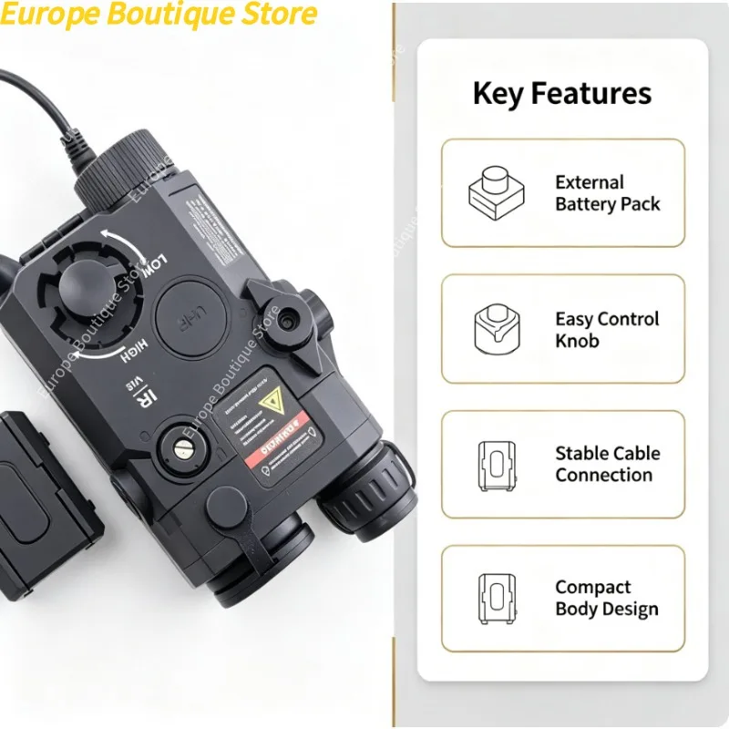 Adjustable Zero‑in PEQ‑15 Nylon Tactical Battery Case Infrared Module 500‑Lumen Adjustable Flashlight Toy Accessory