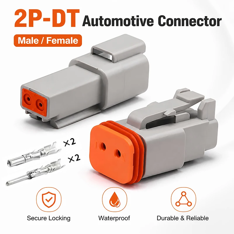 

Heavy Duty 2-Pin Deutsch DT Series Waterproof Connector Plug for Automotive Truck Wire Harness Male Female Whole Set