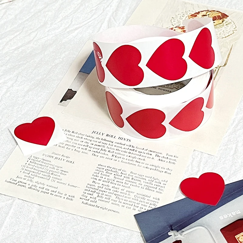 500pcs/roll Heart Sticker Red Love Scrapbooking Adhesive Stickers for Valentine\'s Day Wedding Decor Stationery Sticker