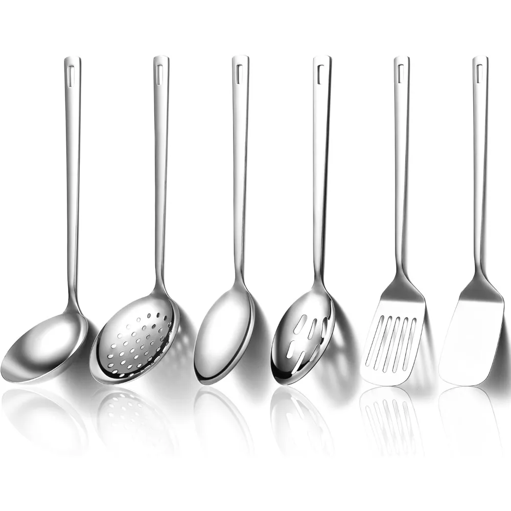 

kitchen utensils set 6pcs, stainless steel cooking utensils set, heavy duty kitchen tools spatulas set, home essentials kitchen