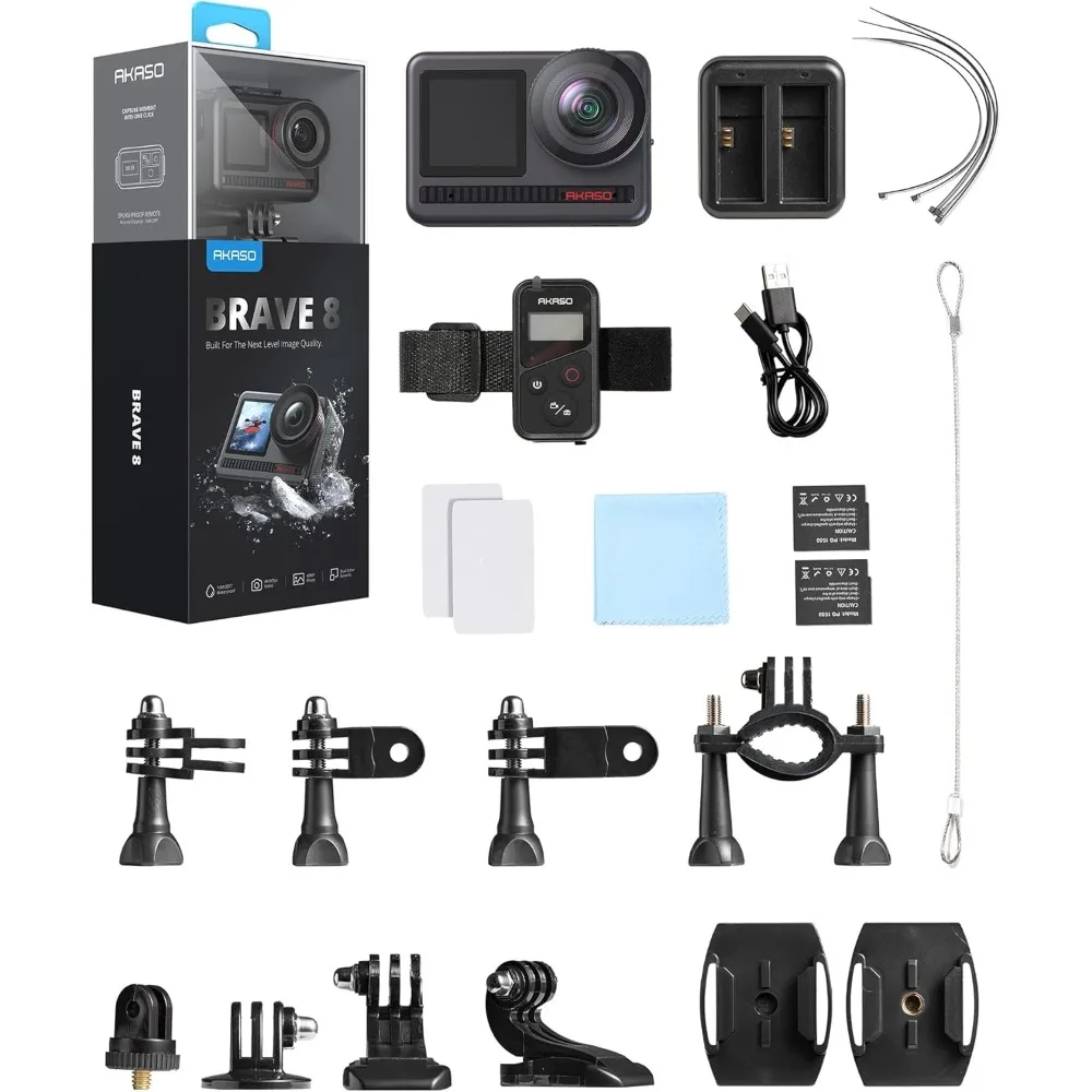 Action Camera, 48MP Photo Touch Screen Waterproof Super Wide Angle 16x Slo-mo