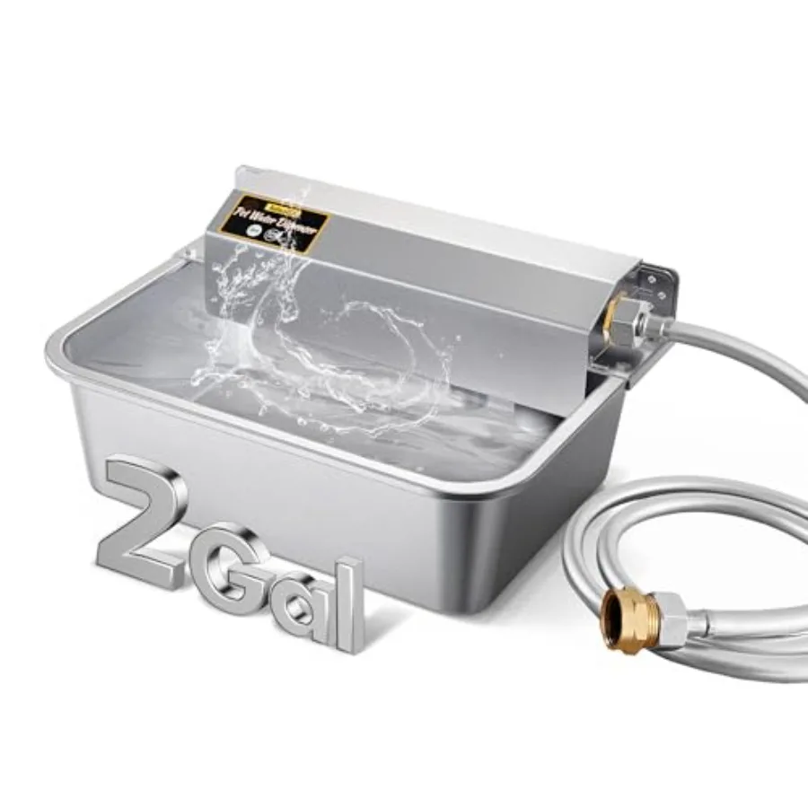 

Automatic Dog Water Dispenser 2 Gallons 304 Stainless Steel Large Dog Water Bowl Dispenser for Indoor/Outdoor Pet and Livestock