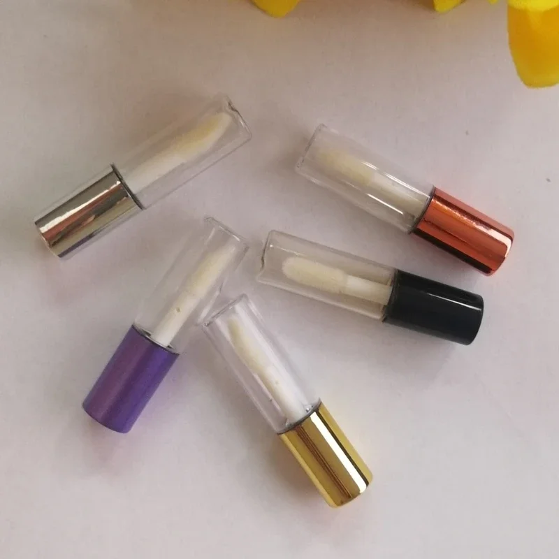 1.2ML Empty Lip Gloss Tubes Rose Gold DIY Plastic Elegant Liquid Lipstick Container Round Mini Lipgloss Sample Bottle