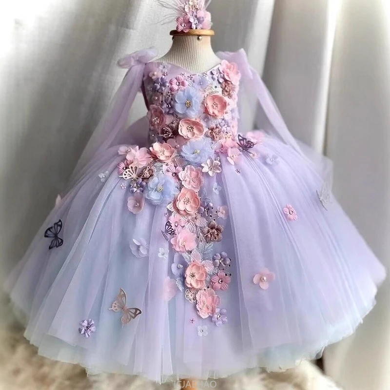 Wed Dress 2025 Girls Princess Pageant Children Tutu Gown Kids Fashion Show Outfits Vestido Dresses Costumes Birthday Party Wear