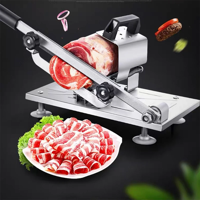 New Stainless Steel Manual Frozens Meats Slicer Mutton Ham Beef Cutter Cutting Machine Kitchen Supplies TSLM