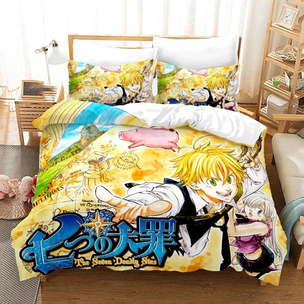 Single-sided Anime Meliodas Printed Bedding Sets, Printed Duvet Cover, Comfortable and Breathable Comforter, Bed Set, 3Pcs