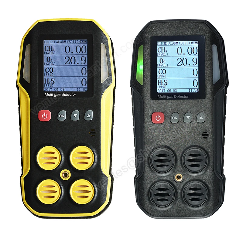 SA500 4 gas monitor, portable co, h2s, o2 ex gas detector meter dust&water proof with visual audible vibrating alarm