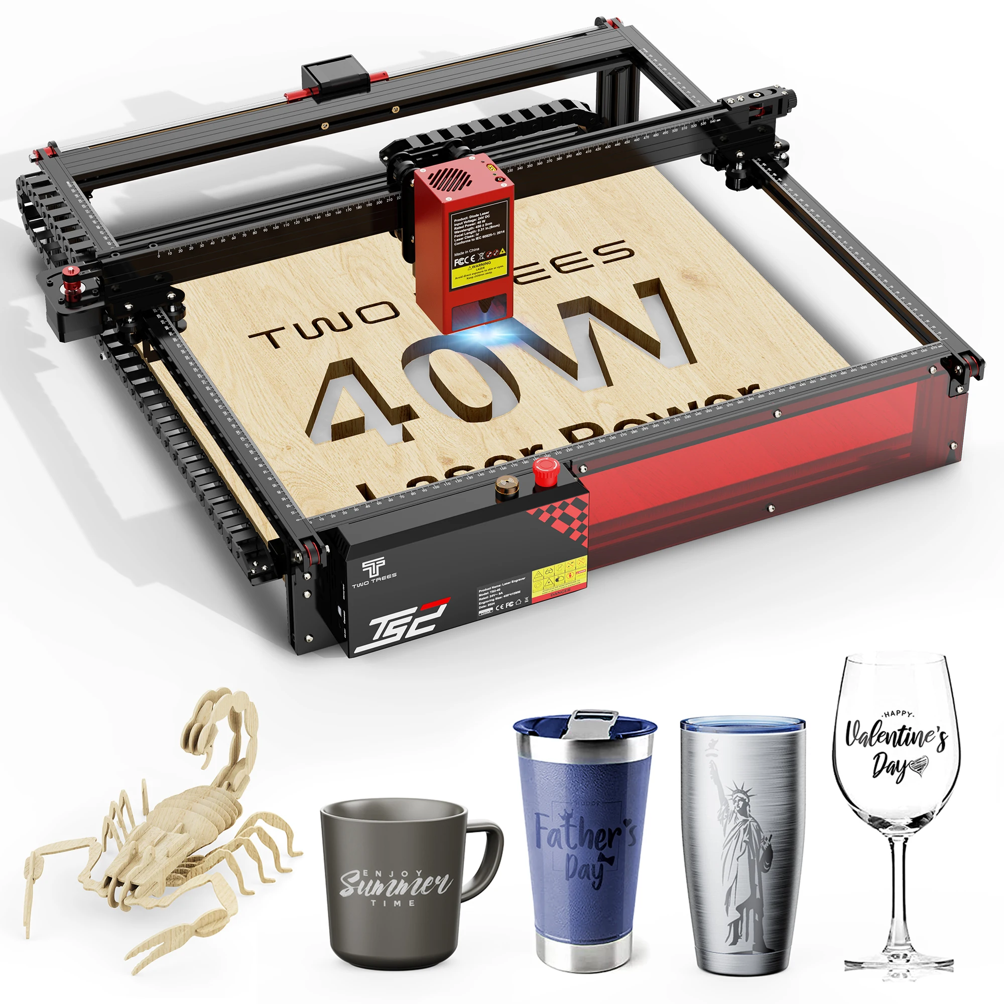 

For Twotrees TS2 40W Laser Engraving Machine 50W Fiber Diode 450mm X 410mm Working Range Rotary 20000MM/S² For Stone Paper MDF