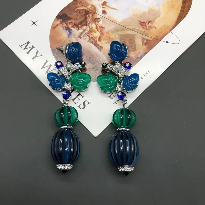 

Изысканные серьги для женщин в форме фруктов, винтажные элегантные ювелирные изделия, роскошные серьги в дворцовом стиле Aretes De Mujer из тыквы и смолы