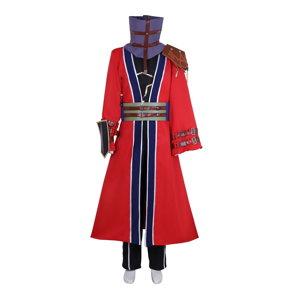 Game Final Fantasy X Auron Cosplay Costume Men's Top Jacket Pants with Accessories Halloween Party Red Outfit