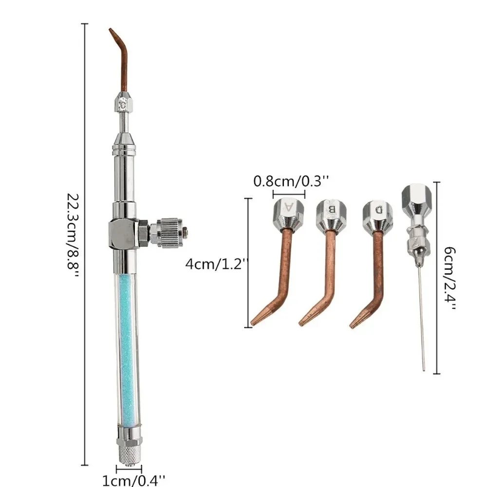 Oxyhydrogen Gas Torch Welding Gun W/ 5PC Extra Copper Water Soldering Nozzles