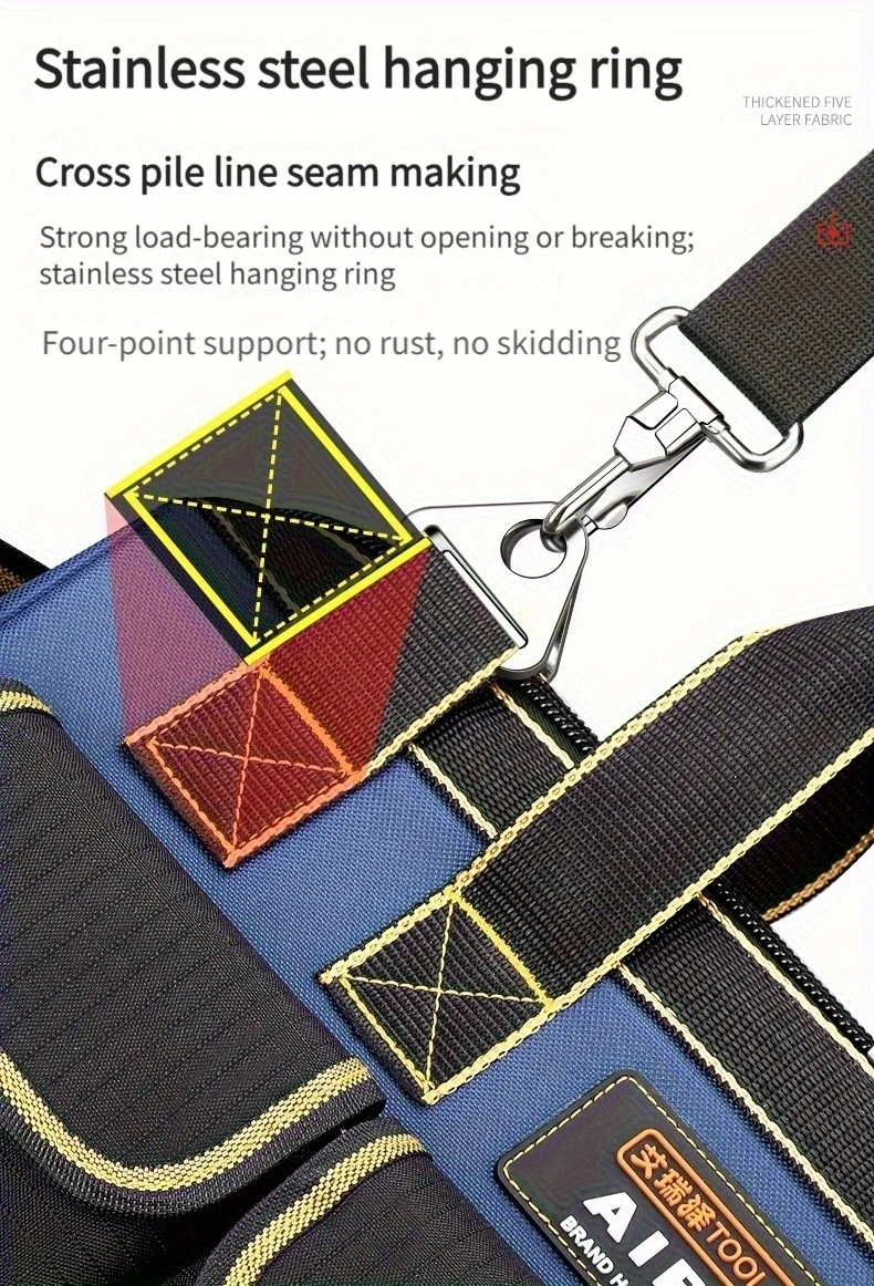 AIRAJ-Sac à Outils Multifonctionnel de Grande Capacité, Toile Oxford Imperméable, Rangement d'Outils de Réparation, d'Électricien