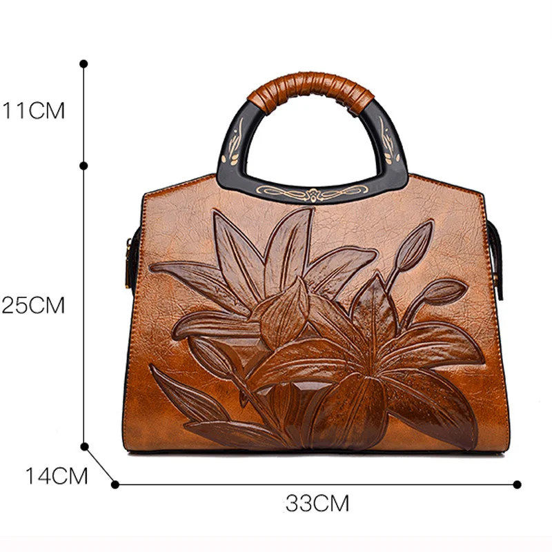 Elegant Female Embossing Floral Tote Bag 2022 Fashion New High Quality Leather Women's Designer Handbag Shoulder Messenger Bag