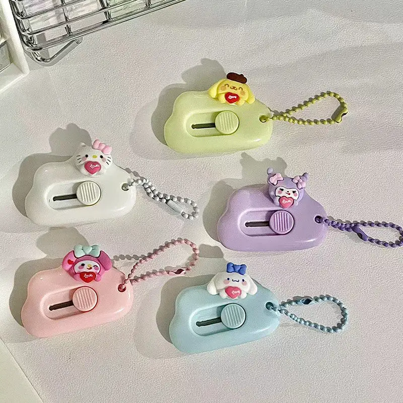 

Sanrios Utility Knife Cute Cartoon Cloud Hello Kitty Jade Cinnamon Dog Kuromi Utility Knife Pendant Mini Portable Express Knife