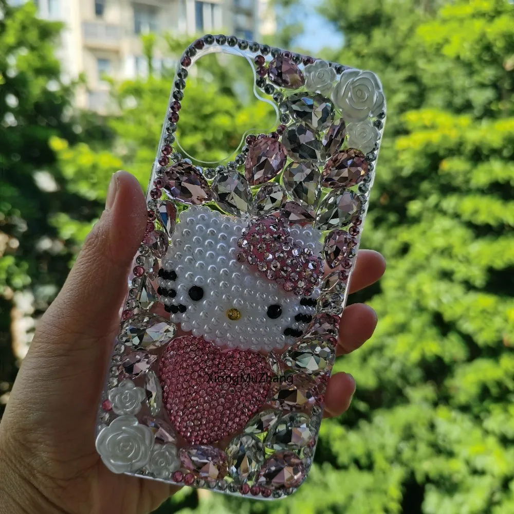 

Sanrio Hello Kitty 3D Cute Cartoon Bling Glitter Rhinestones Diamond Phone Case for IPhone 17 Pro Max 16 Pro 15 Pro Max Cover