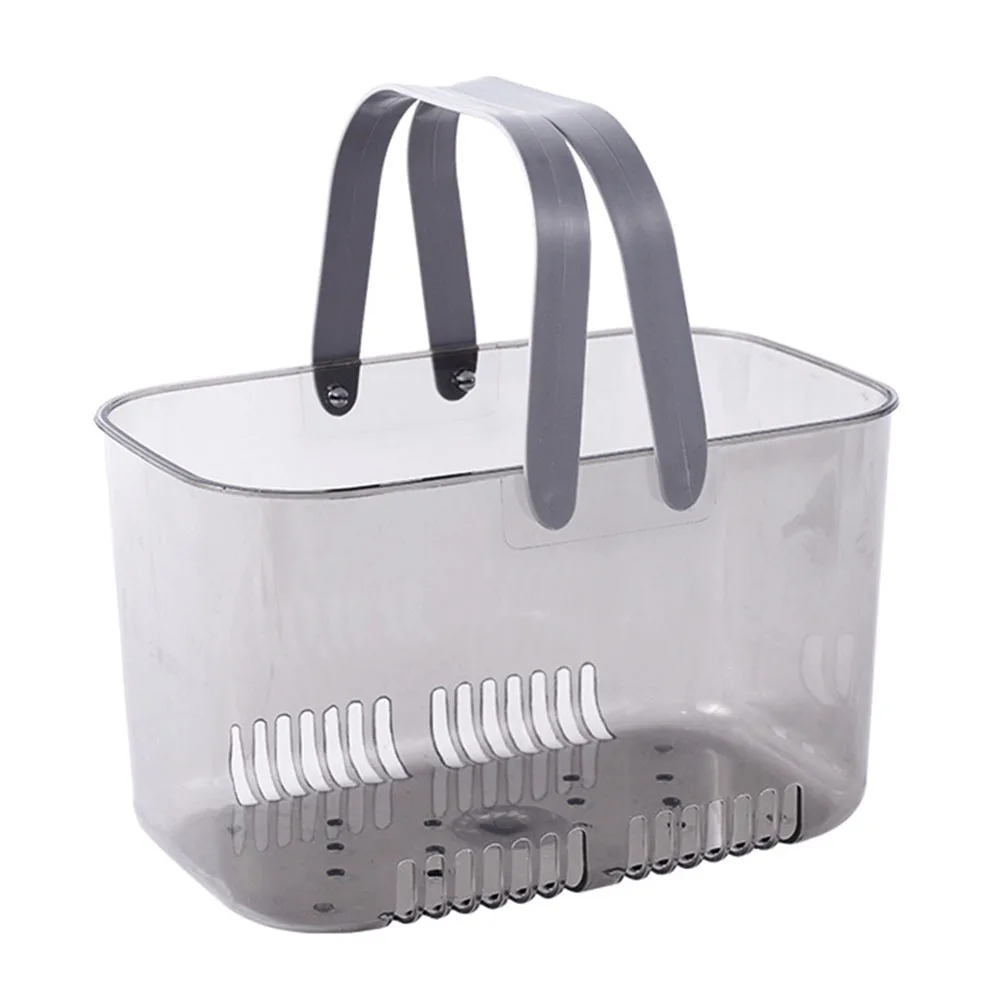 Shower Storage Basket Transparent with Water Drainage for Bathroom Essentials Organizing Toiletries and Bath Accessories