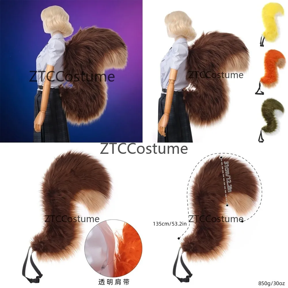 

Плюшевый хвост белки ручной работы с эффектом антигравитации, аксессуар для косплея, аниме-игр, костюм на Хэллоуин, для вечеринок