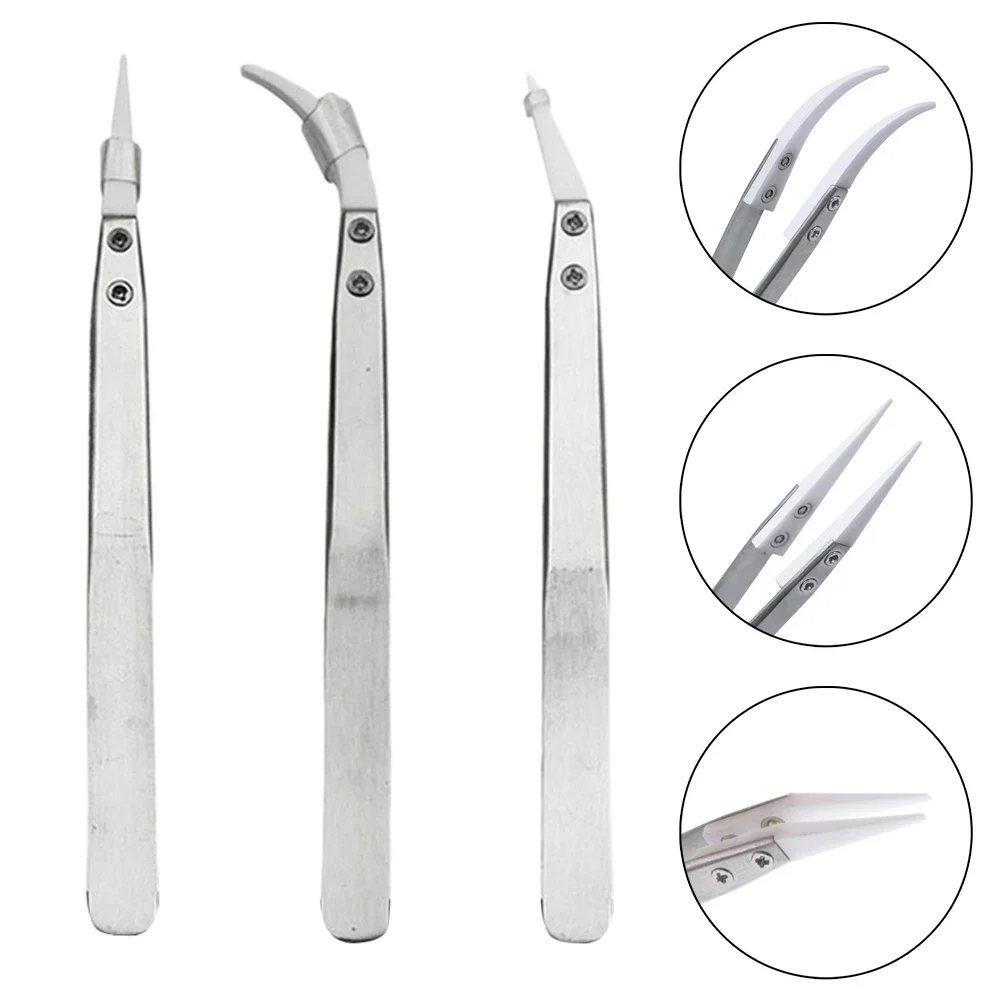 Ceramic Clips Ceramic Tweezers Heat Resistant High Temperature Straight Tip Tweezers 1pc Antimagnetic Ceramic Tweezers