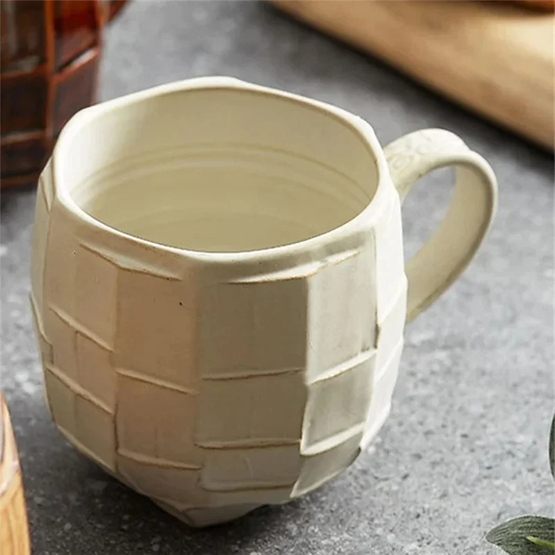 420ml retro cerâmica áspera xícara de café canecas japonesas leite xícara de chá cozinha café da manhã aveia copo-ABXK