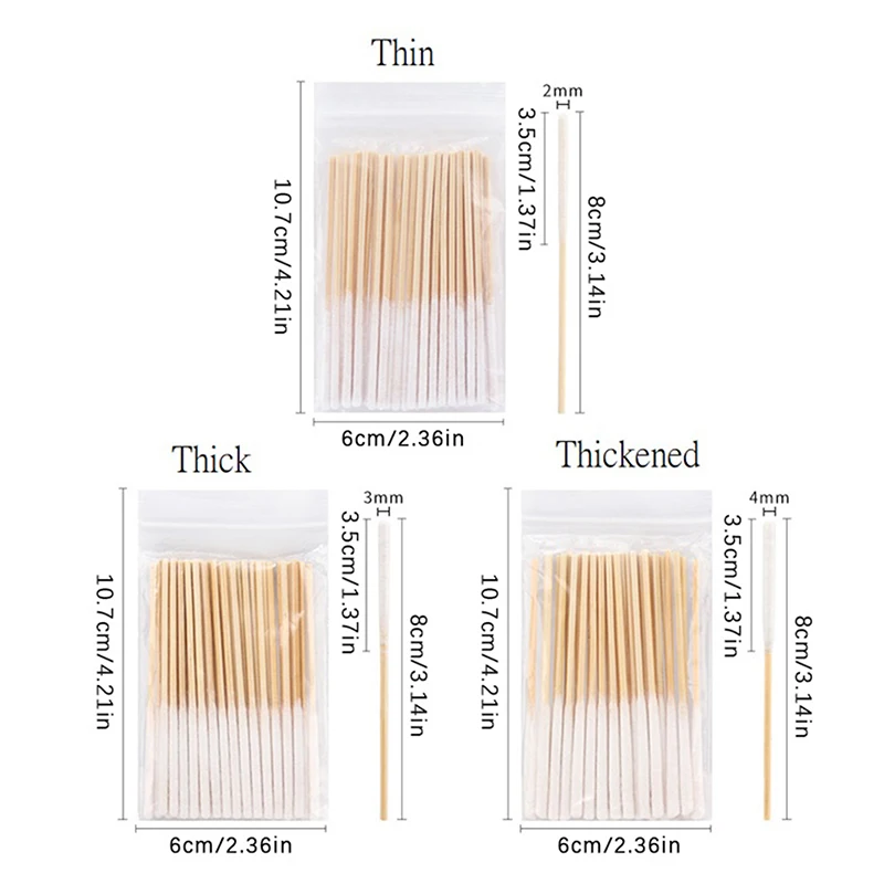 30/90 Uds. Brocha de hisopo de algodón más larga desechable, microcepillos sin pelusa, hisopo de algodón y madera, brochas de maquillaje