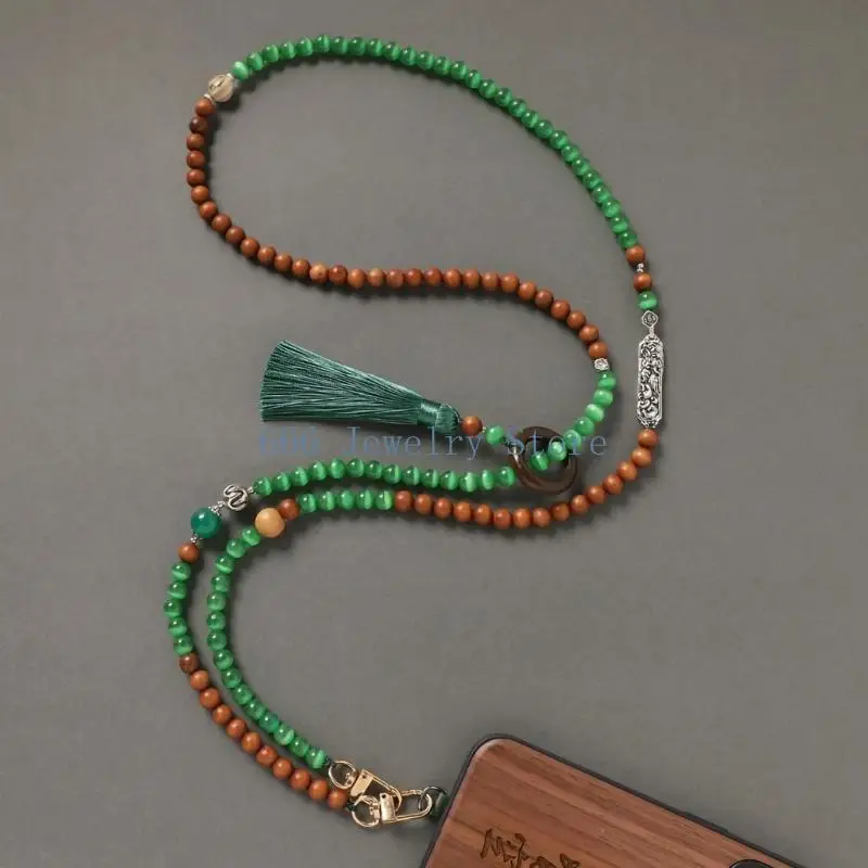 F2TD Decorative Phone Carry Lanyard with Beaded Strands for Travel