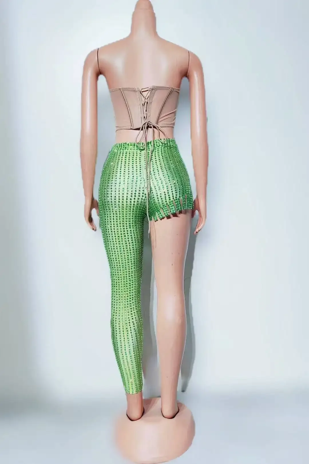 المرأة سباركلي حجر الراين 2 قطعة مجموعة أعلى و ارتداءها تصميم المشجع العودة للوطن احتفال لاس فيغاس عرض زي A733