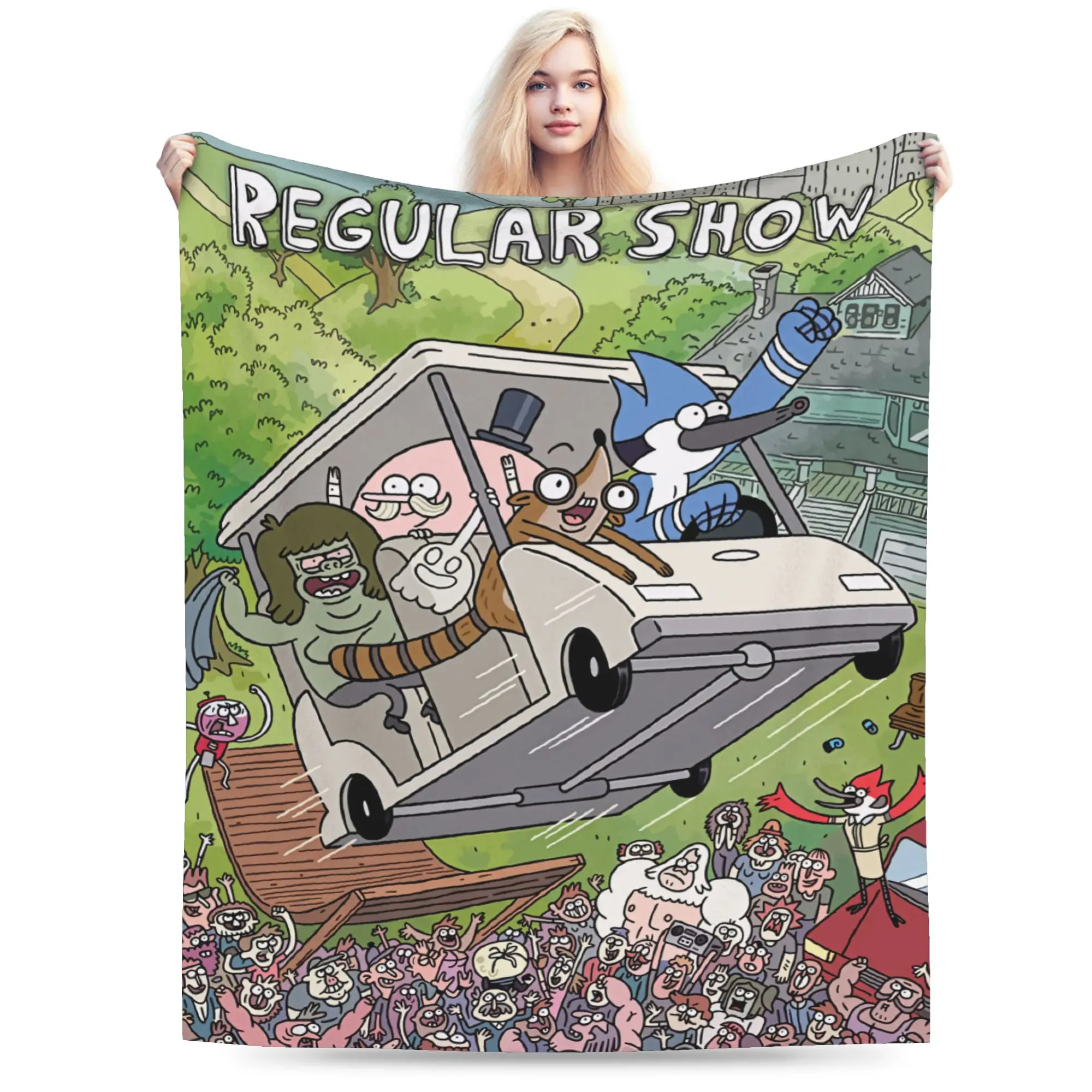 Mordecai Regular Show Cartoon Character Blankets Soft Novelty Plush Bedding Throws For Outdoor Flannel Bedspread Bed Cover