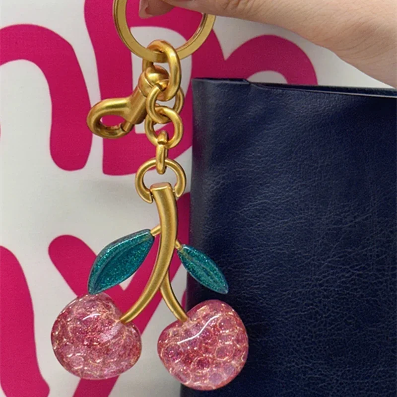 Fashion Cherry Keychain Summer Fruits Cherries Pendant For Coach Handbag Shoulder Bag Women Jewelry Bag Accessories Gift
