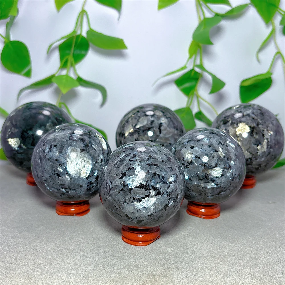 Larvkite Sphere Natural Crystal Quartz Minerals Stone Home Decoritems Reiki Garden Love Gifts Energy Healing Lucky +Stand
