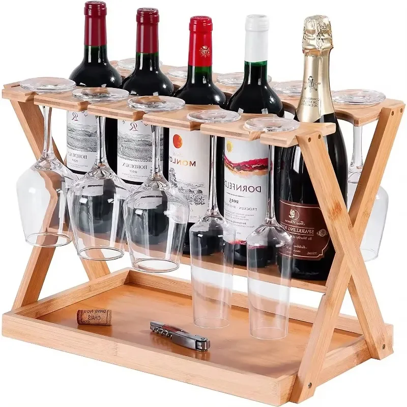 

Bamboo Rack-Space Saving Tabletop Free Standing Wine Bottle Holder Rugged Wine Rack