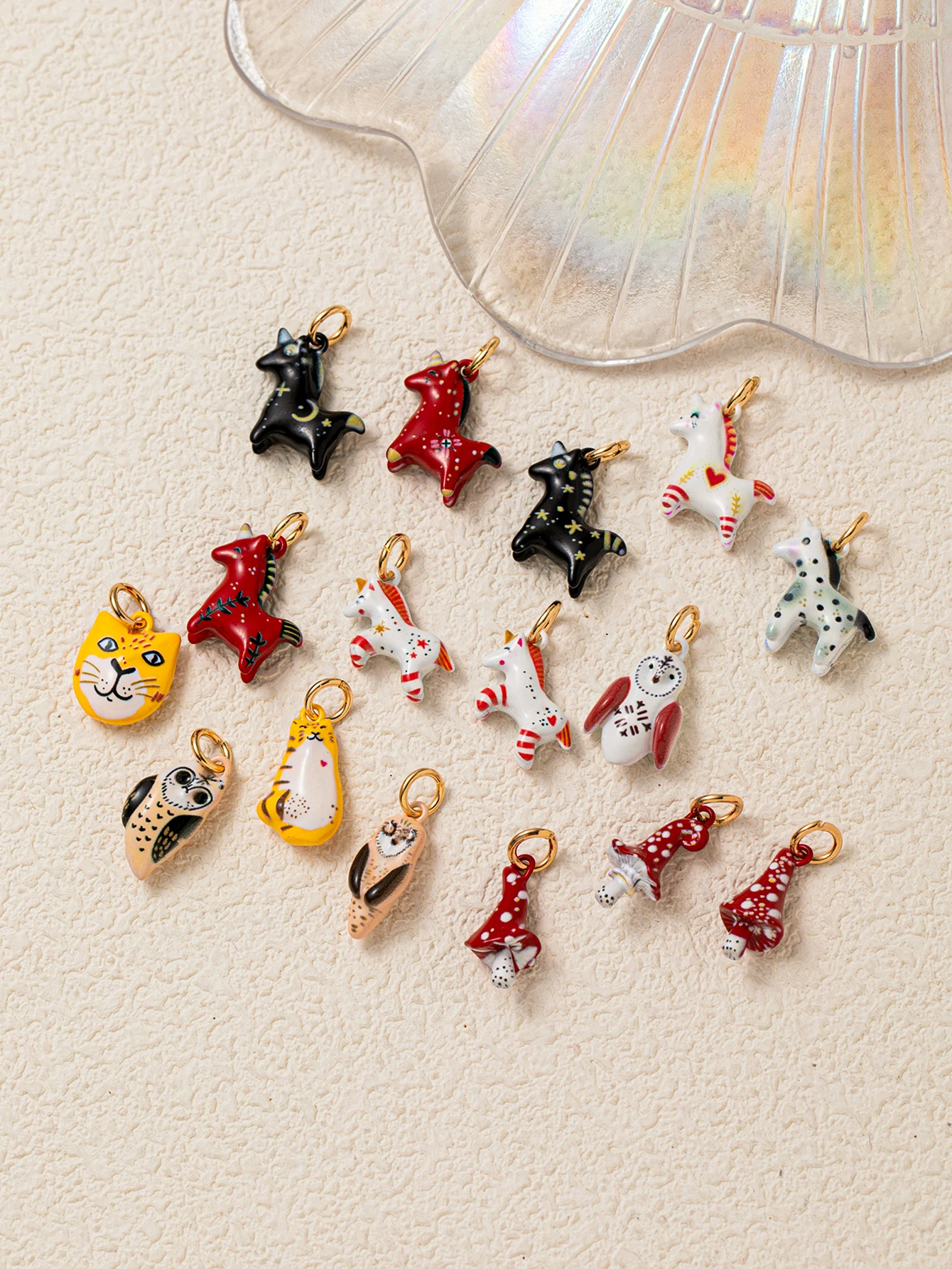 Neuer Modetrend Natur-Serie Tier Pilz Liebe Pferd Eule DIY Anhänger Charms Schmuckherstellung – Detail 2