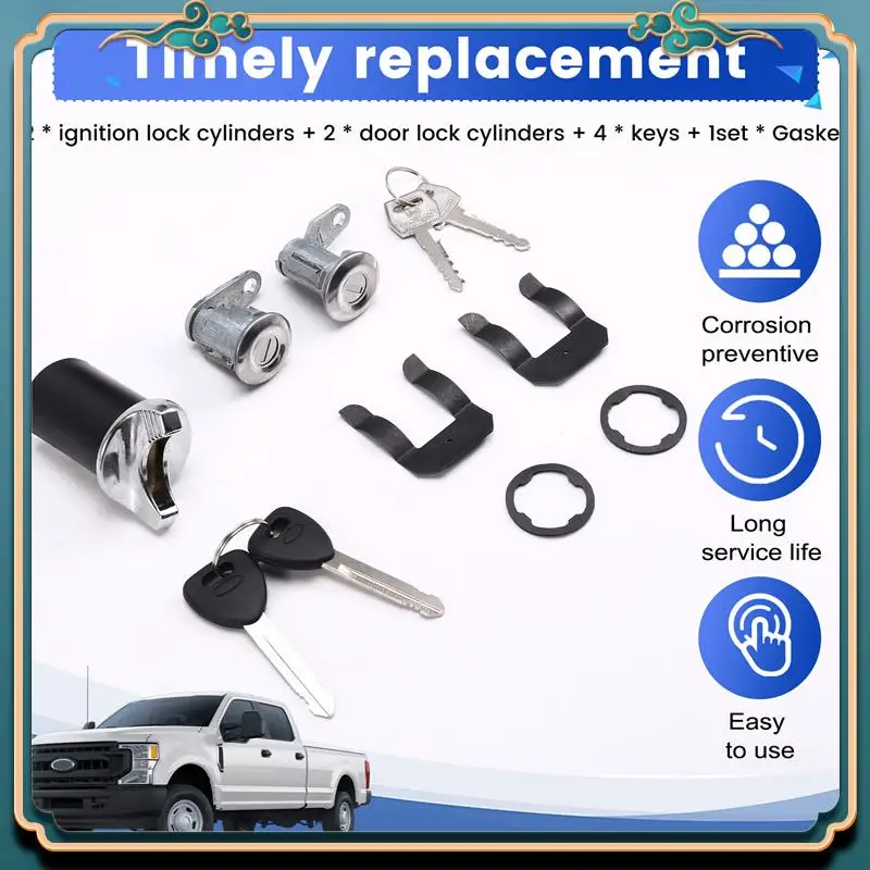 

L39A-Набор цилиндров замка зажигания автомобиля, цилиндр замка двери автомобиля, защелка с ключами для Ford F150 F250 F350 Bronco 1980-1991