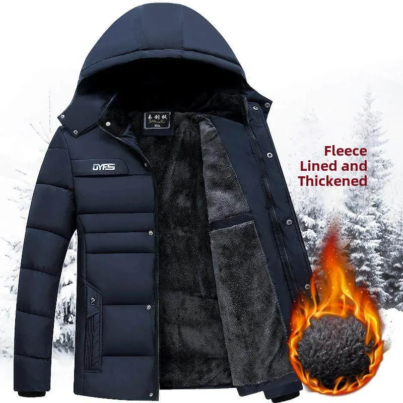 

Men's Winter Heavy Jaet Cotton Coat Warm Faion Urban Sle Stand Fit Thiened Stand Collar Straight Hem Design