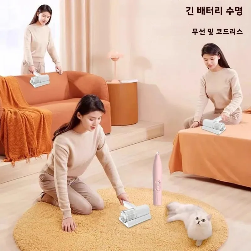 UV-C 살균 무선 핸디형 진공청소기, HEPA 필터 및 온풍 건조기, 침구 및 소파용 효율적인 먼지 진드기 제거기 썸네일 3