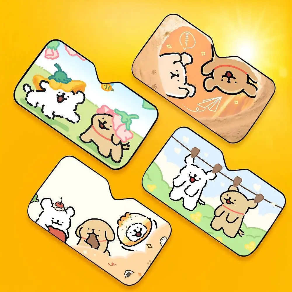 Dog Breed Maltese Line Dog Novelty Car Front Windshield Sunshade 70x130cm Cartoon Foils Car Window Windscreen Cover