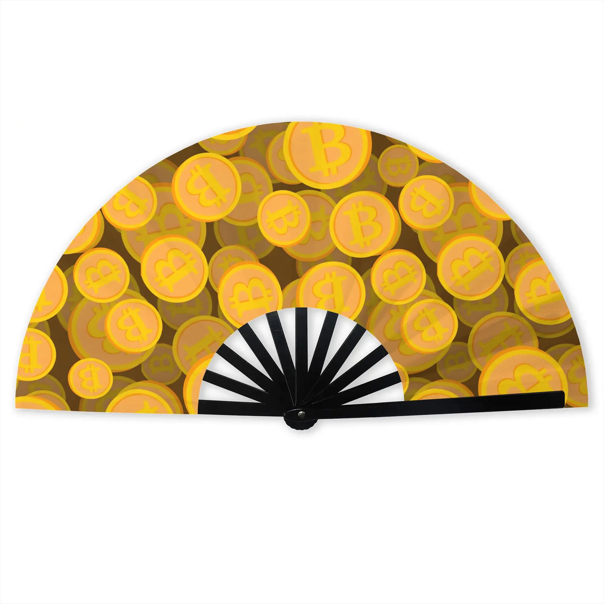 Crypto Virtual Currency Bitcoin Traditional Folding Fan Oriental Art  High-Quality Fans Gift Elegant Decorative Hand Fan